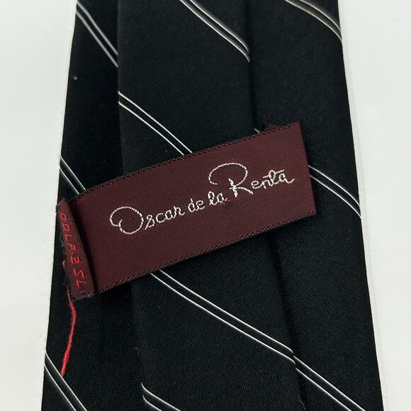 Vintage Oscar de la Renta Necktie Black Striped Tie - Picture 5 of 5